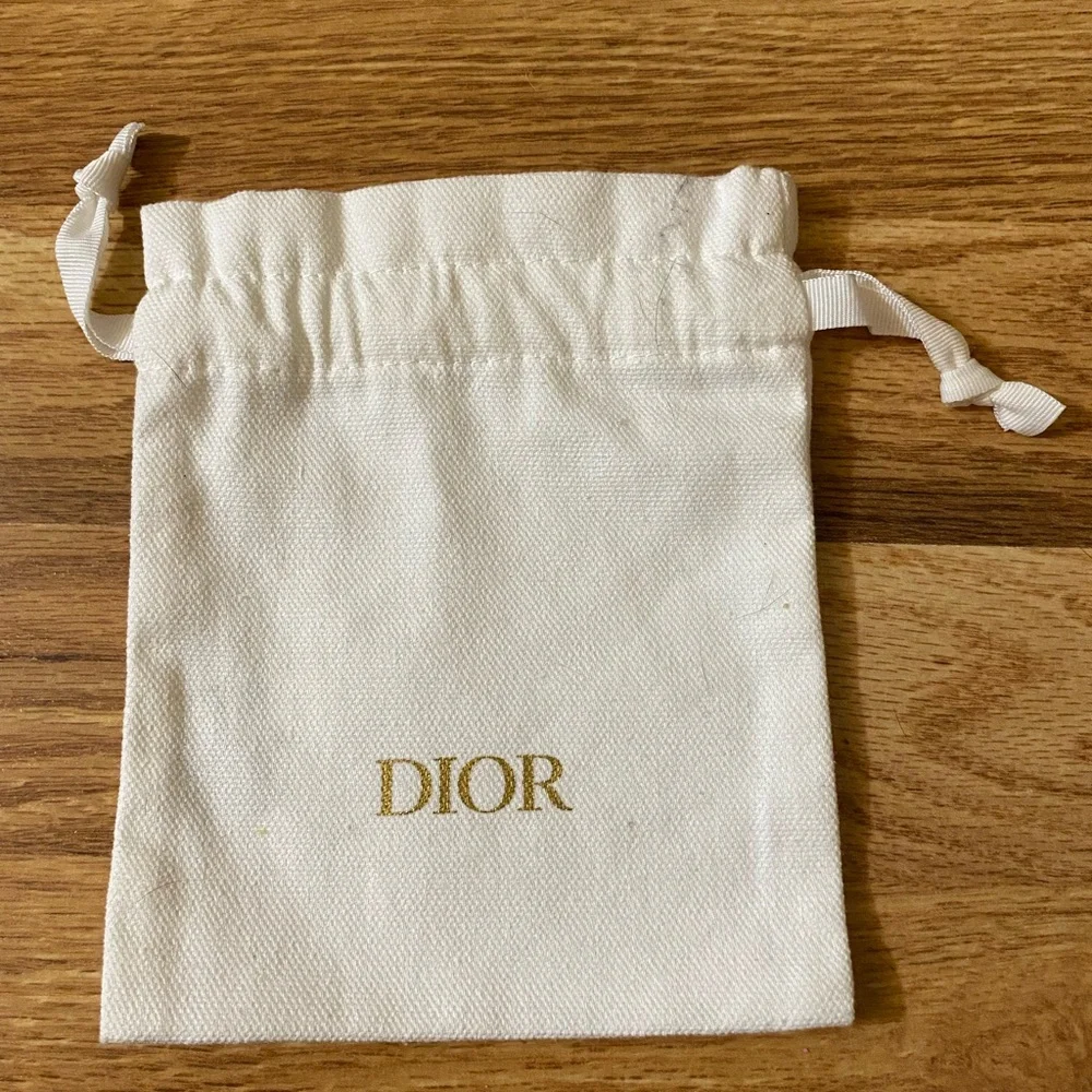 Dior Small White Drawstring Pouch with Miss Dior Body Milk /Addict Lip Glow New